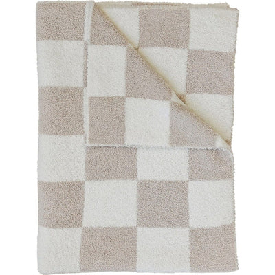 baby Luca Elle Baby & Toddler Taupe Checkered Plush Blanket for sale from kelowna BC Canada