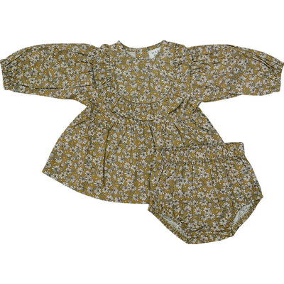baby Luca Elle Dress Mustard Magnolia Cotton Dress With Bloomers for sale from kelowna BC Canada