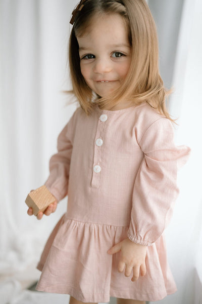 baby Luca Elle Baby & Toddler The "Annie" Blush Linen Dress for sale from kelowna BC Canada